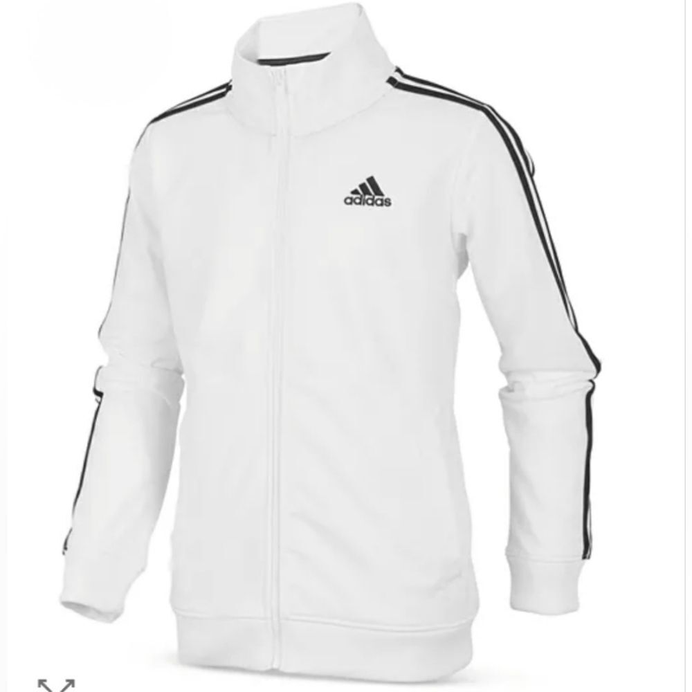 Adidas White Track Jacket with Black Stripes